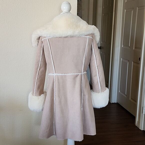 Venus Faux Suede and Shearling Chic Stylish Penny Lane Coat Size 4 - Picture 4 of 8